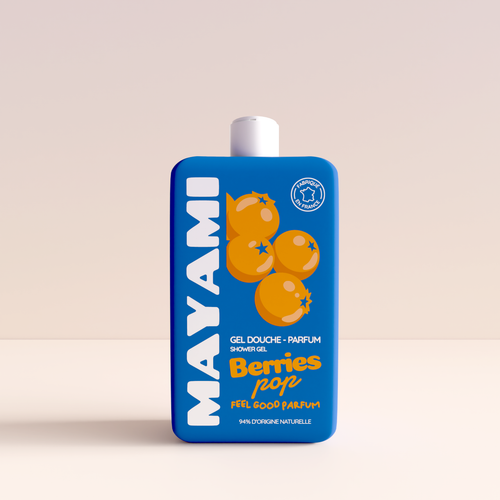Gel douche parfumé Berry Pop Mayami - Bouteille 300ml rouge fruits rouges