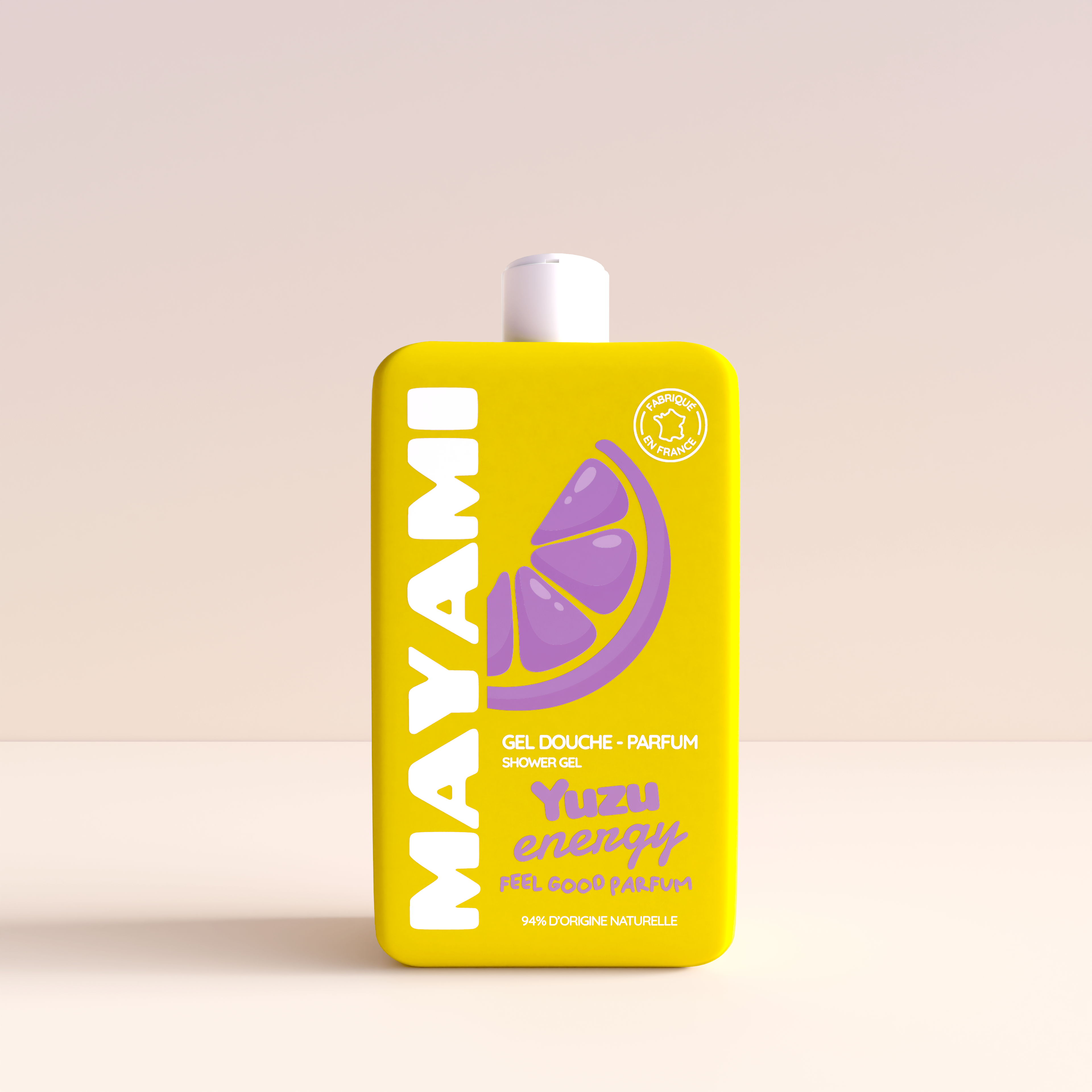 Gel douche parfumé Yuzu Energy Mayami - Bouteille 300ml jaune yuzu